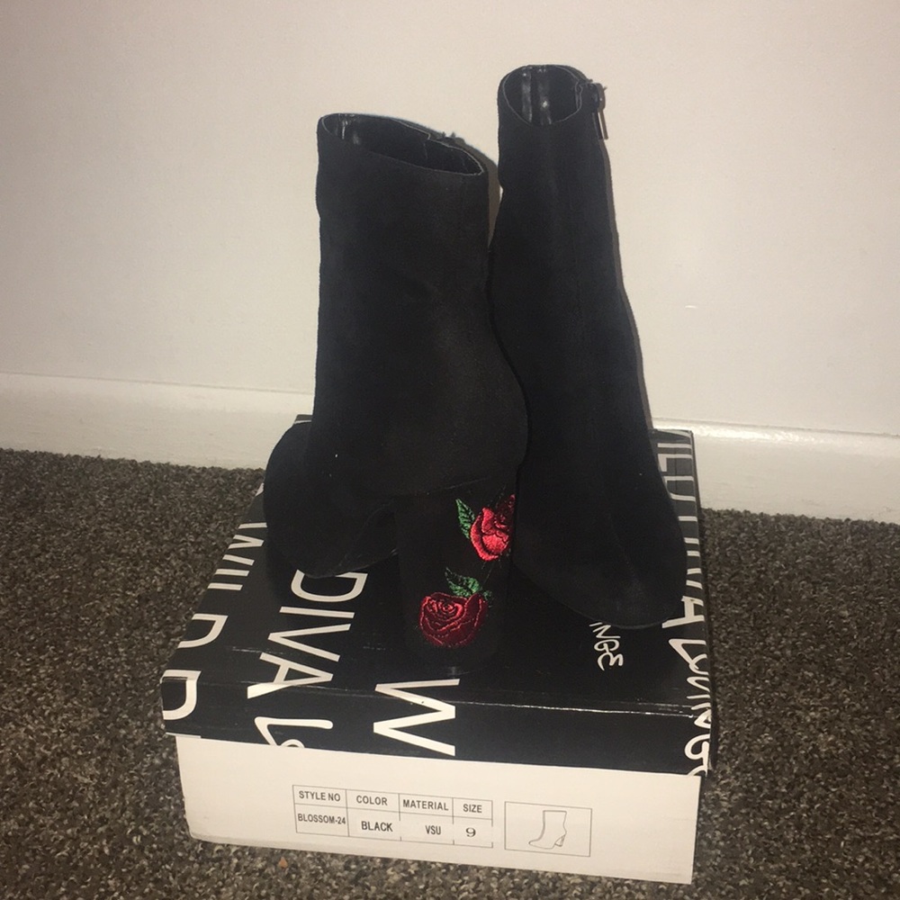 Brand New! Black Blossom Booties!